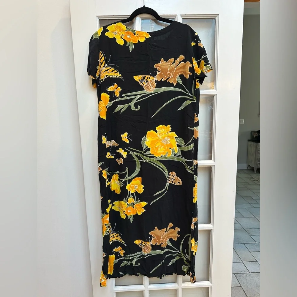 Vintage Peppermint Bay Y2K Midi Maxi Dress Butterfly Floral Resort Beach Size XL - Picture 3 of 13